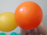 Gypsy Dolores plays with balloons, funny attempt on a balloon fetish video