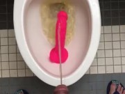 Tasting my own Piss & Cum off of a suction cup dildo that was left in the toilet bowl for me to suck