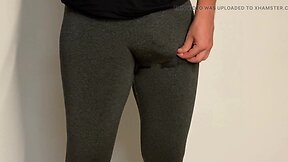 Massive load released in fitted trousers: big cock solo in shower #bigcock #solo