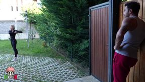 passionate stepsis polly yangs caught yoga leads to risky garden sex