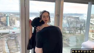 Fucking 2 Guys in Hotel Window Husband