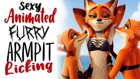 Furry fox girls kiss and sniff the armpits of their sexy foxy friend armpit and furry fetish kink
