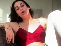 Solo shemale amateur with big tits masturbating