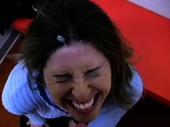 milf sucks a load in a changing room