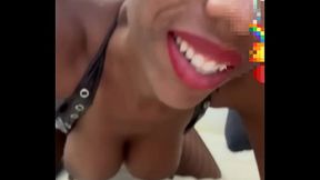 Skinny busty girl opening her ass