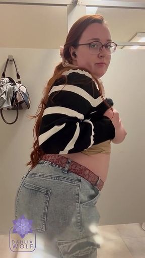 She Just Had to Touch Her Pussy!! Naughty Public Bathroom Masturbation