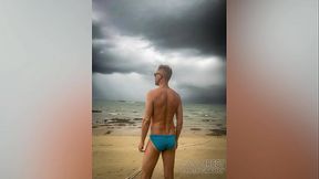 Cam Models his Bikini on the Beach