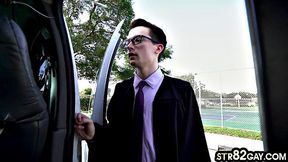 Pulled skinny cocksucked in van