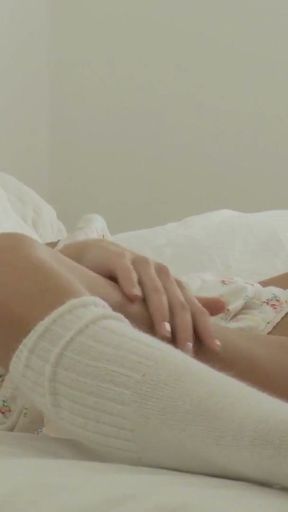 Slender lezzies with small boobs sharing a fat dildo   Clip 1