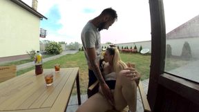 Hot Blonde Girl Fucks Outside