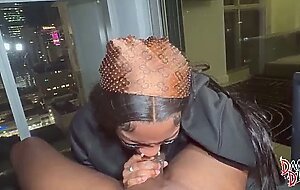 Bubble butt island baddie mystikal menace sucks & fucks a bbc on a miami balcony