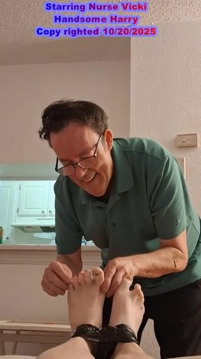 BBW Nurse Vicki Is Bond and Has Foot Tickling Part 1