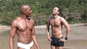 Two african men fucking on the beach