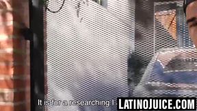 Latino hunk gets topped and painted with hot jizz