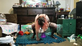 Stuffing my tiny pussy with a HUGE Bad Dragon toy!