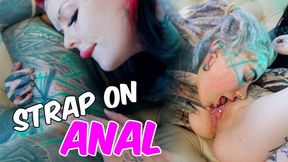 Alt babes with pierced pussies strap on ANAL fuck