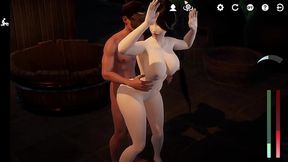 Sexy Aunt Tong bathed and fucked in 3D cartoon