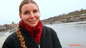 Sperm drips from her Euro-hair bun