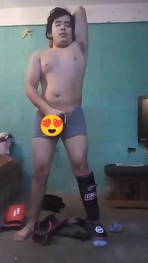 Jesus in boxer pulling his penis 9