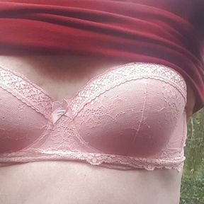 Black knickers. Pink bra