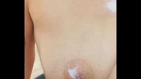 Beach exhibition : my girlfriend smears sunscreen on my breasts topless in front of everyone