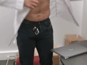 Spy on this horny straight guy having a discreet wank at the office! and surprise him after he nuts.