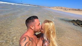 German petite milf has fun by the beach