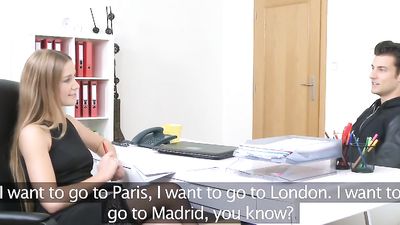 FemaleAgent American Stud Cums on Sexy Blonde Agents Face