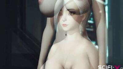 Watch this hot young babe take on 3D shemale dickgirl's massive cock in her tight ass