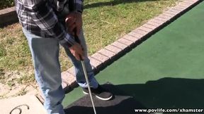 Sexy Ass golf babe shaved pussy rammed