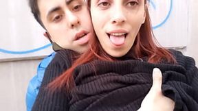 Hot public blowjob and sex on the street near the train station and cops - @lynnscreamreal Public Adventures part 1