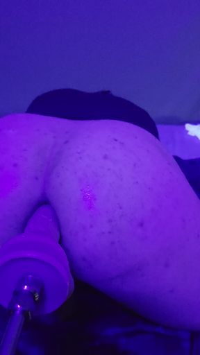 Sissy rides sex machine till she cums.