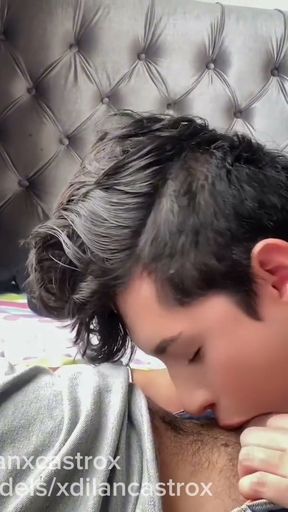 Horny hetero calls his young gay neighbor to suck his cock swallows his macho's milk and he loves to suck her gay ass   Clip 1