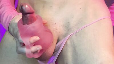 Cute Petite Femboy Fucks Cock Stroker and Gets his First Prostate Orgasm Riding a Dildo