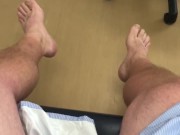 Risky Doctor’s Office Masturbation: Male Patient in a Gown Plays W/ His Penis Hoping to get Caught
