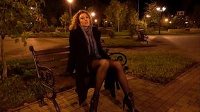 Julia North exhibitionist walks around the city at night looking for someone to fuck!