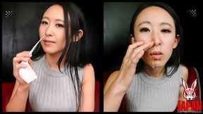 Unique: Hotaru MORI nose fetish; nose clamp, sneeze, and snot in voyeur POV