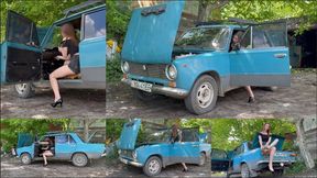Cranking on an old blue VAZ with Lisa (custom video)
