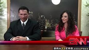 Ariella Ferrera and Nikki Sexx plow news reporter John St