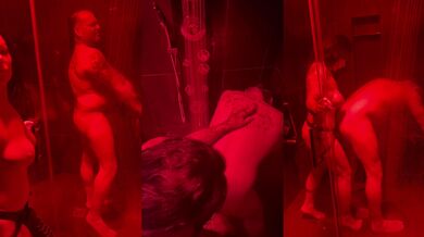 Wife pegs and fists husband in shower- mid length version. Full 30+ min video on OF