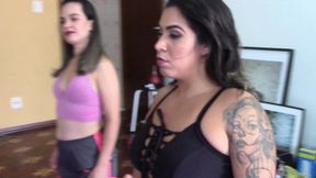 A DUO OF TWO HOT WOMEN FIGHTING FARTING ON THEIR SLAVE BY SCARLET WHITE, VICTORIA DIAS AND DANIEL SANTIAGO