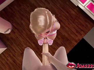 Pink Princess Sonia, Hot Blond Hentai Gal in CG Anime - Intensive Merely Tongue Licking, Sloppy Oral sex, Tugjob for Giant Spunk flow on Face In Chick Elect two