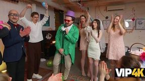 Hardcore anal gangbang for a slutty bride Luna Lynx on her wedding day