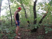 Middle eastern twink is peeing from his fat cock in public