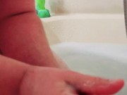 decided my sissy cock needed a wash! Inverted chastity cage!