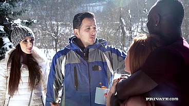 Clea Gaultier enjoys his first anal session in the snowy mountains