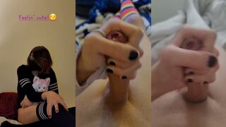 Check out the sweetest young femboy ever getting a big dong and a hot load