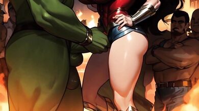Wonder Woman takes a rough Hulk gangbang in uncensored hentai
