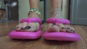 Ruslana - Head Of Slave In Chest Lick Pink Barbie Style Flip-flops And Heels - Part 1