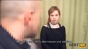 Debt. Attractive girl with a choker satisfies the boner of the debt collector